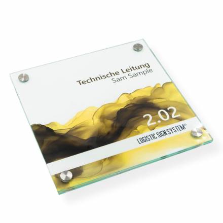 Tuerschild VITRUM B , Glasschild für Buero 200 200 mm